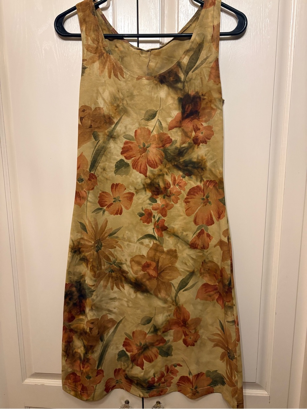 Vintage~ Y2K Floral Slip Dress in Mustard, Rust, and Green